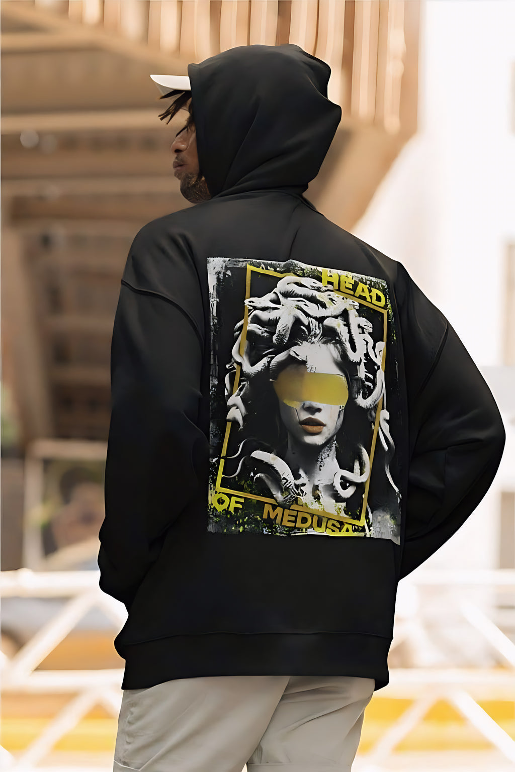 Unisex Head of Medusa DTG Printed Oversized Hoodie